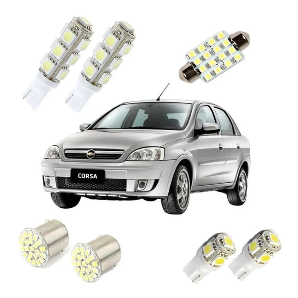 2X Kit Lampadas Led Corsa Joy Maxx Chevolet Teto Placa Ré