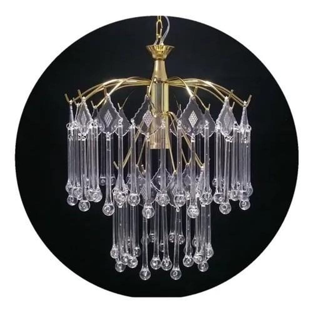 Lustre Pendente De Cristal Para Sala Dourado