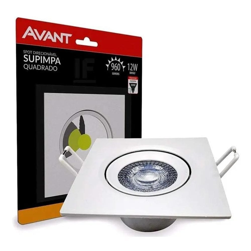 Spot De Led Embutir Quadrado Direcionável 12W Supimpa Avant