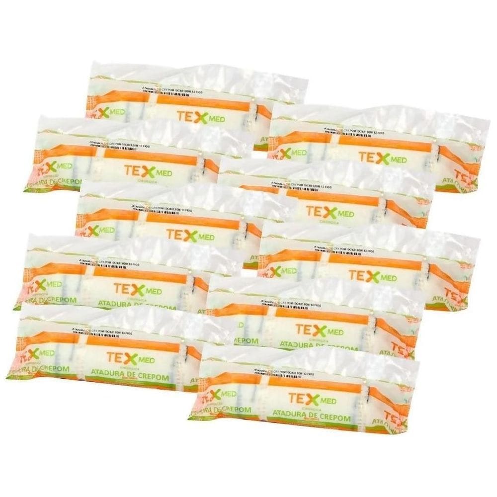 Kit 10 Rolos Atadura Crepom Não Estéril 12Cmx1,80M Texmed