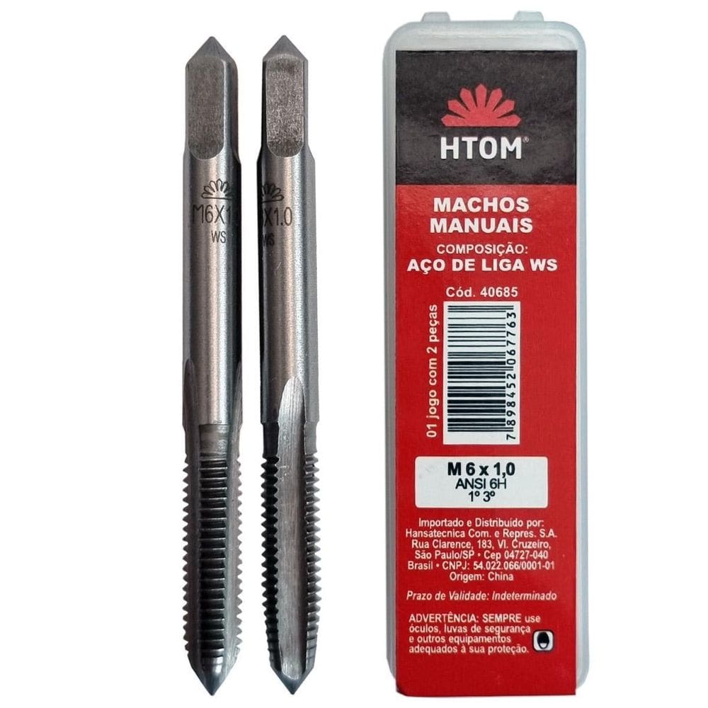 Jogo Macho Manual M6 X 1Mm Aço Liga Ws 2 Peças Profissional