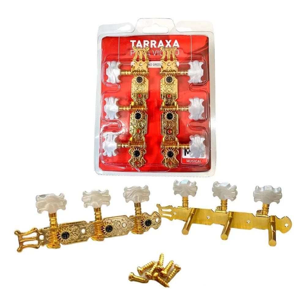 2X Tarraxa Tarracha Violão Nylon Aço Pino Fino Dourada Doura