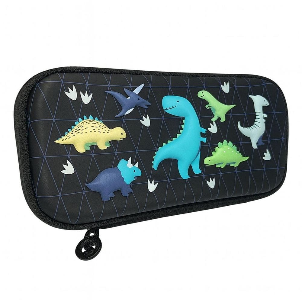 Estojo Duplo Escolar Dinossauro 3D Clio Preto Ref.Cg24693