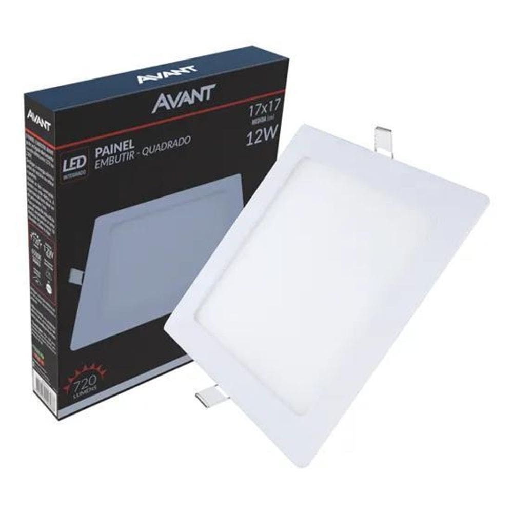 2X Plafon Luminaria Led Quadrado Embutir 12W 17X17 Branco Fr