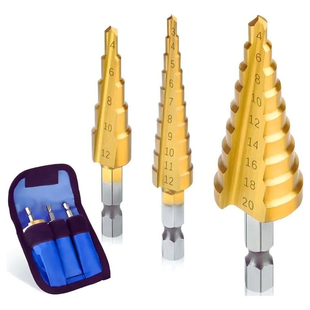 2X Broca Escalonada Titânio Cônica Kit Com 3 Peças 3-12 4-12