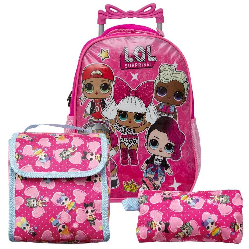 Mochila Infantil Boneca Lol Surprise Rodinha Lancheira Aulas