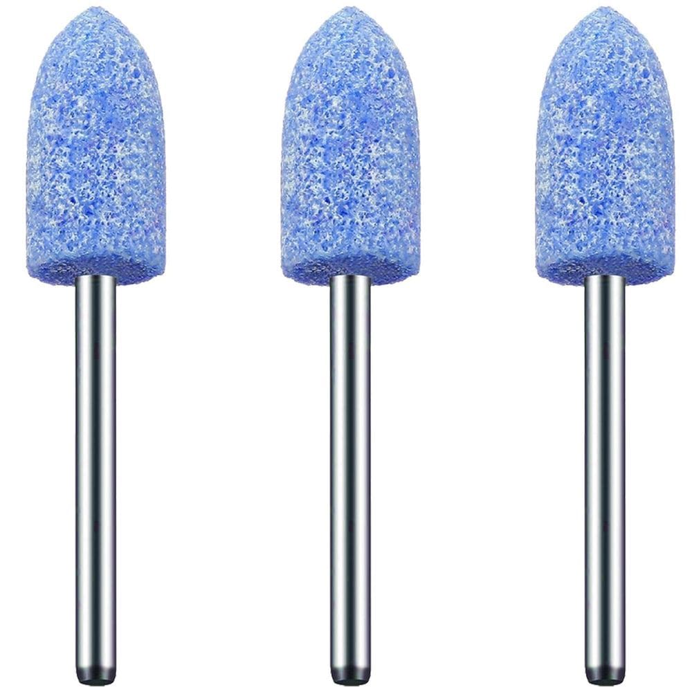 Kit 3 Ponta Montada 10Mm Azul Bala Haste 3Mm Micro Retífica