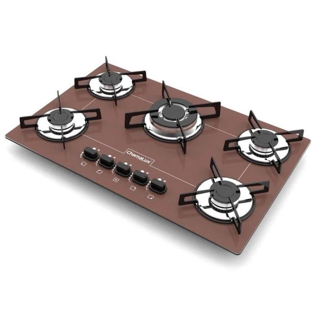 Fogao Cooktop 5 Bocas Tripla Chama Marrom - Chamalux