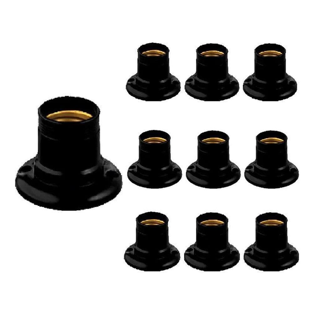2X Kit 10 Bocal Fixo De Teto Receptáculo Soquete Plástico E-
