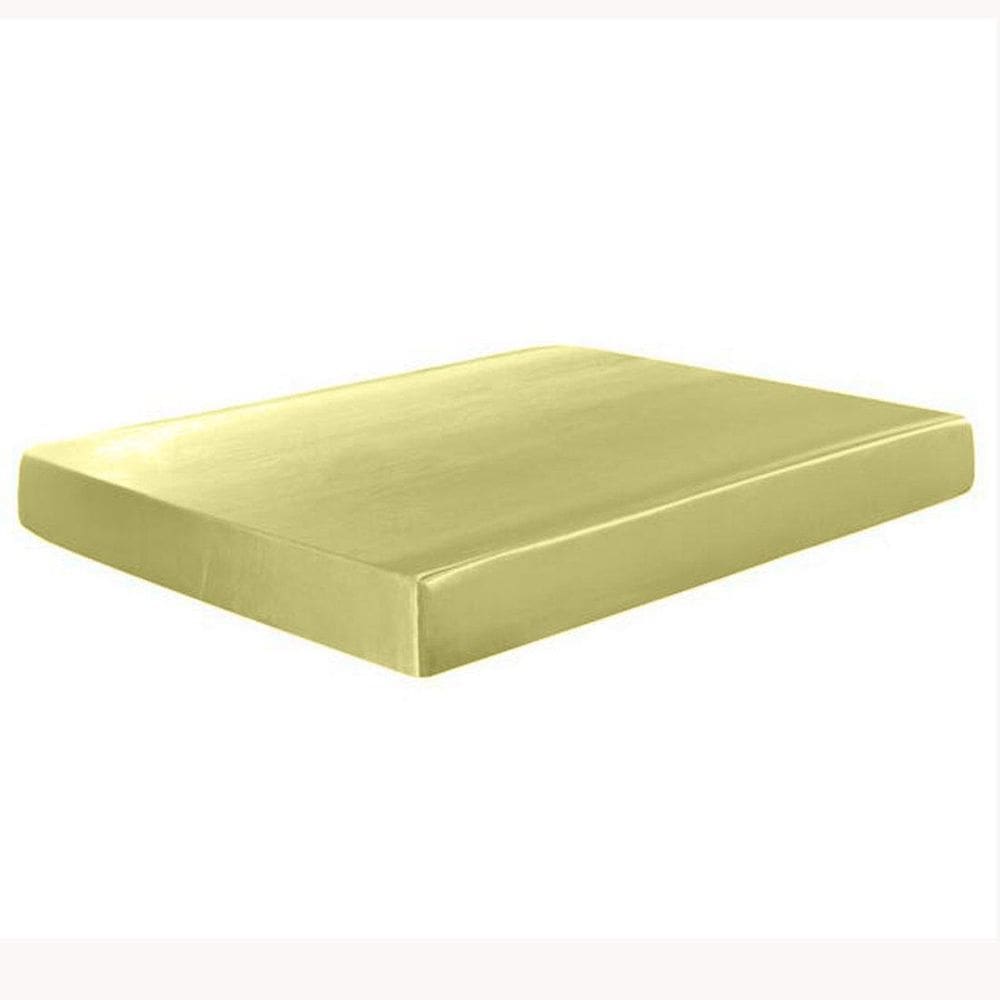 Lençol Avulso Com Elástico Casal Queen Cetim Seda Bege