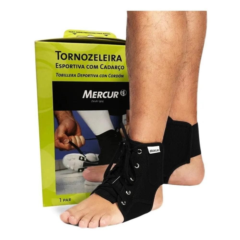 2X Tornozeleira Esportiva Com Cadarço Par -P/M/G - Mercur