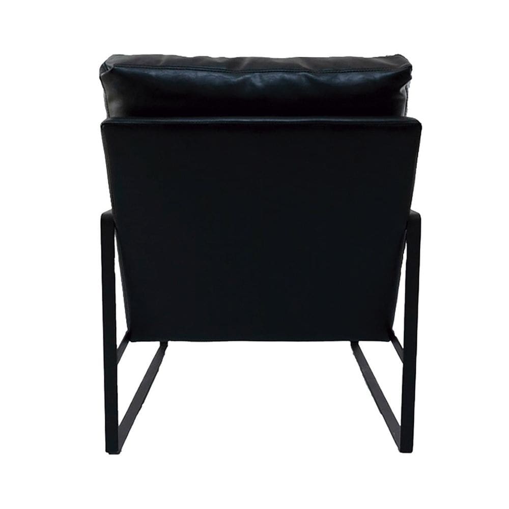 Poltrona Boss Pu Preta Com Base De Ferro