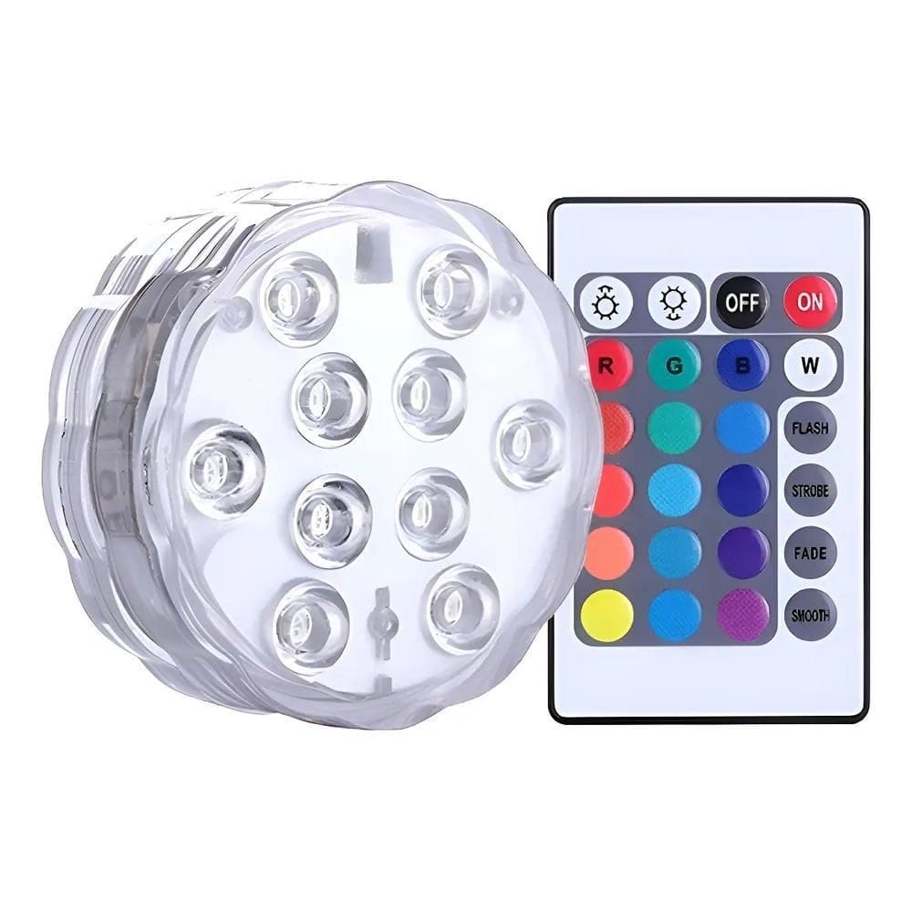 2X Luminária Led Piscina Controle Remoto Rgb Pilha Ventosa C
