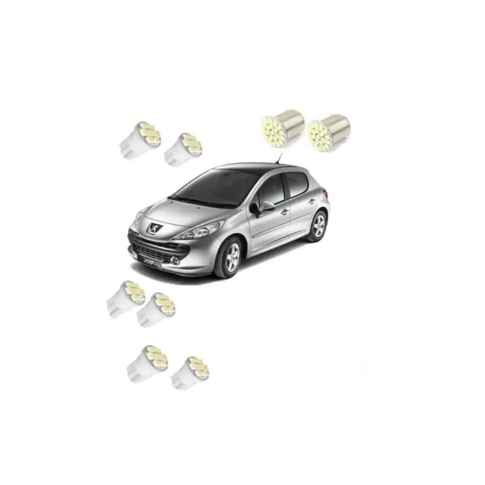Kit Lampadas Led Peugeot 206 207 Meia Luz Placa Ré Teto