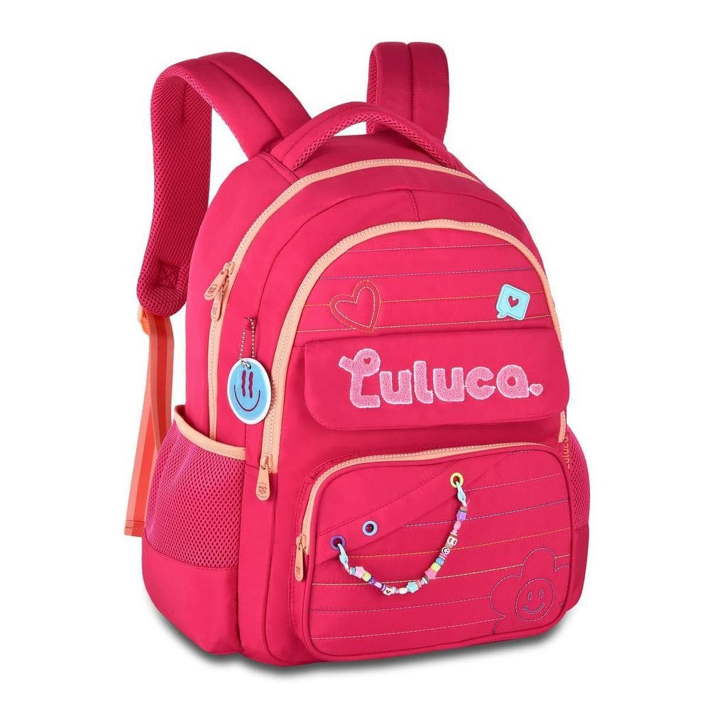 Mochila Luluca Premium Bolsa Escolar Feminina Juvenil - Rosa
