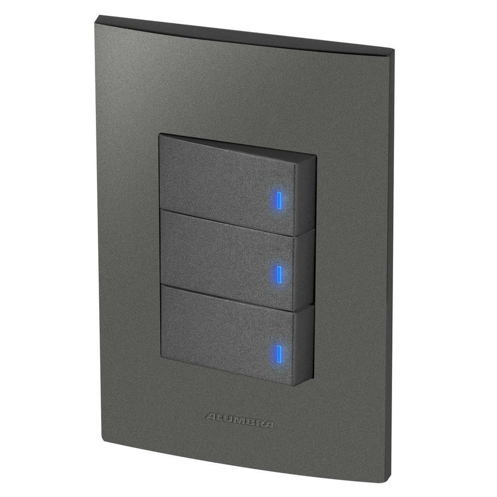 Conjunto 3 Interruptores Led - Inova Grafite - Agt33