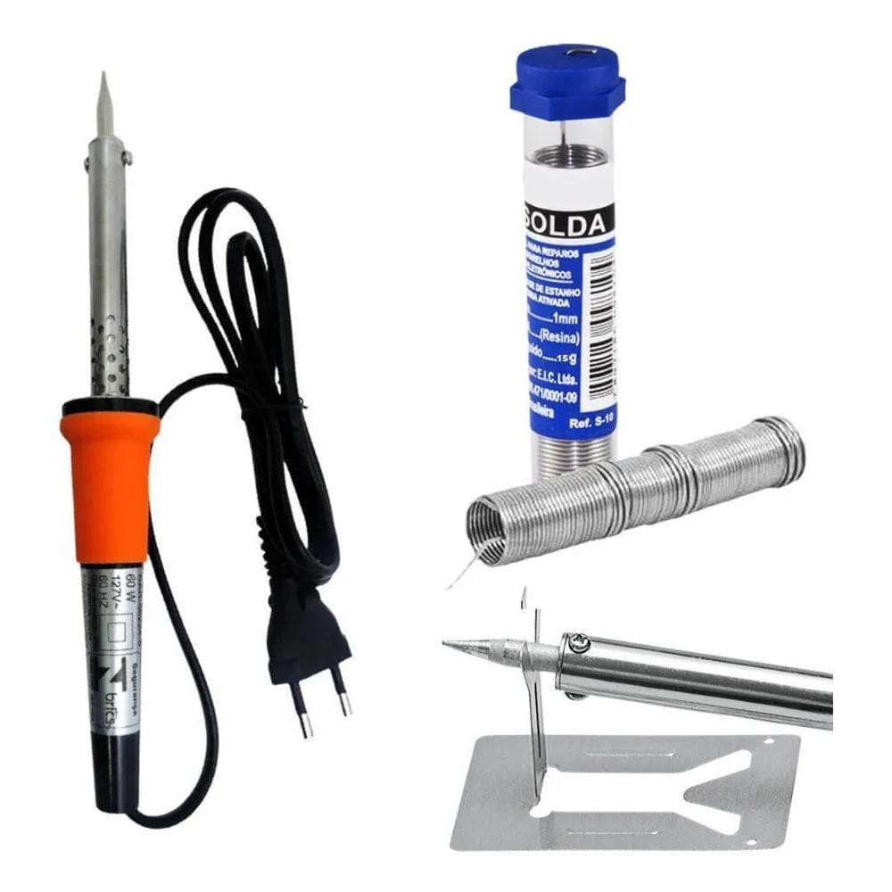 Ferro De Solda 60W + Estanho 15G - Kit Soldador