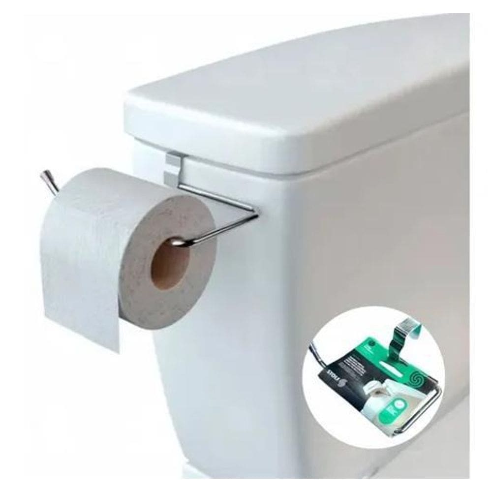 2X Suporte De Papel Higienico Caixa Acoplada Prateado