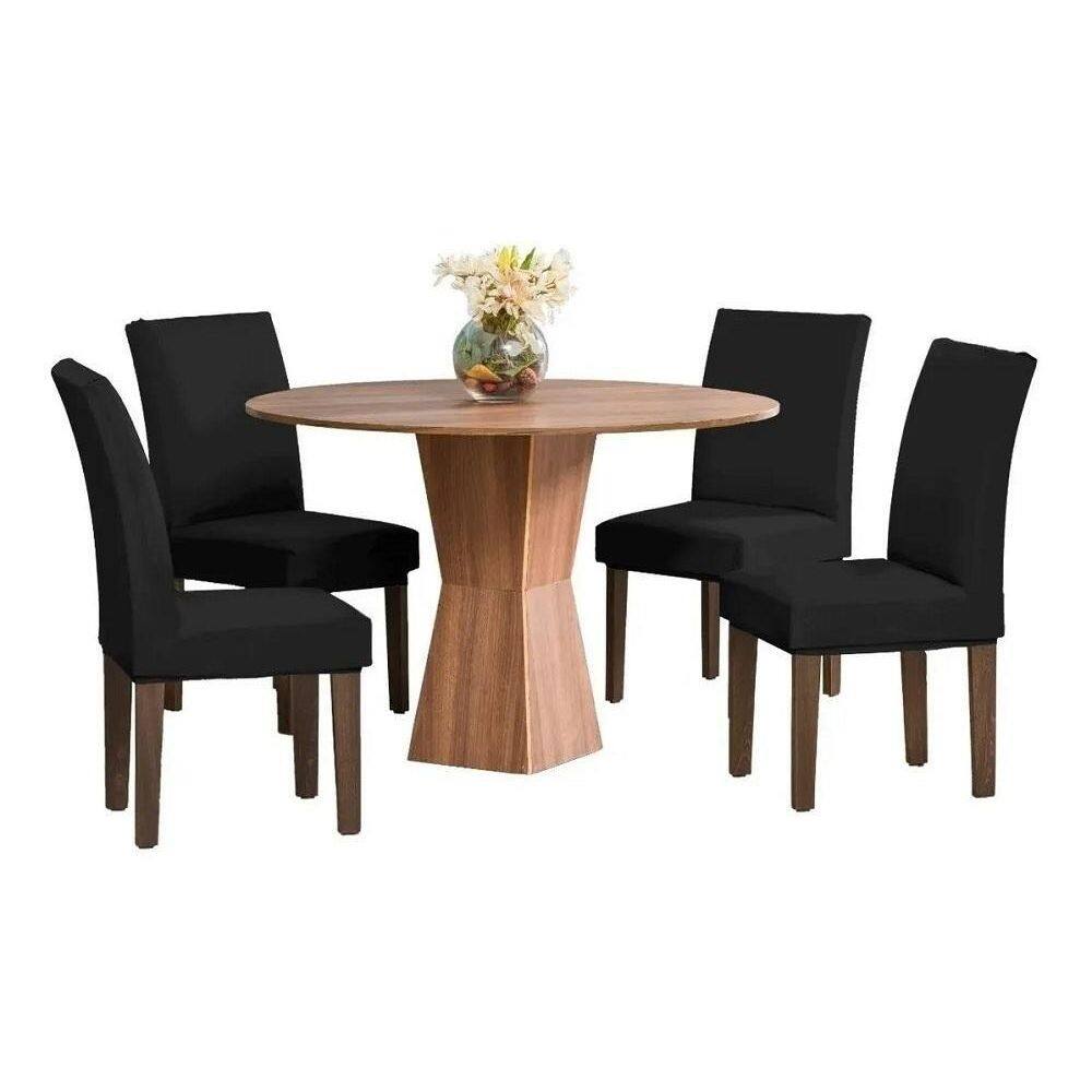 Capa De Cadeira Malha Kit 6 Capas Preta Alice Agarradinha