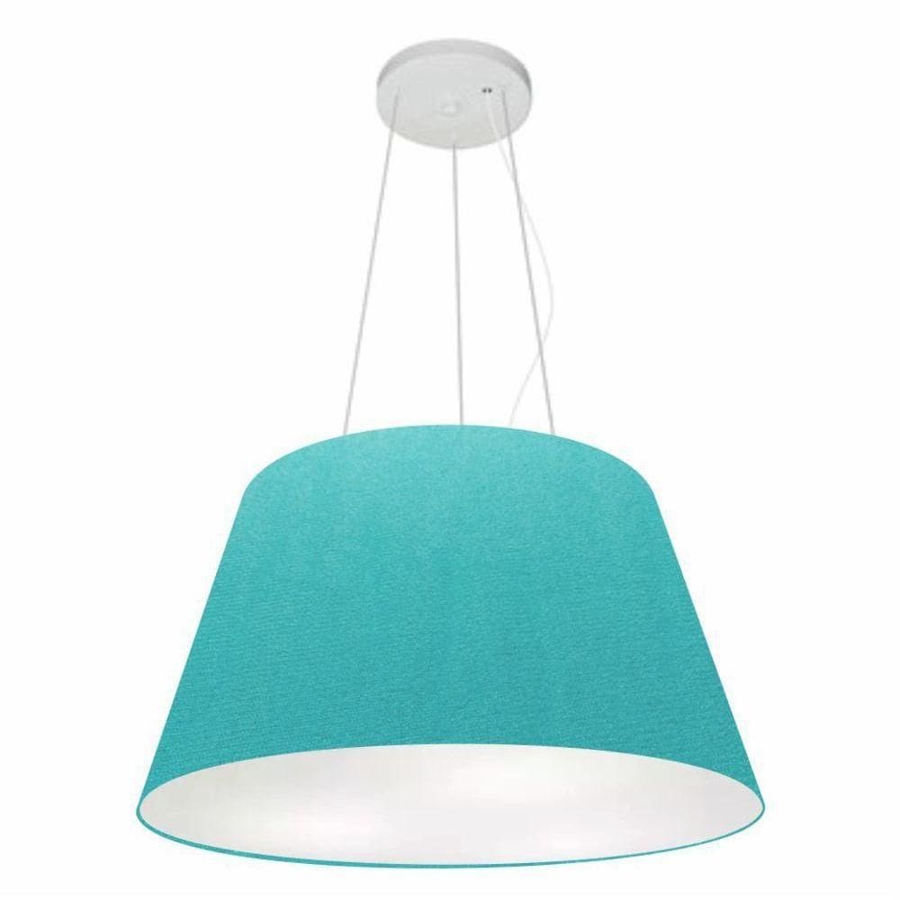 Lustre Pendente Cone Vivare Md-4141 Cúpula Em Tecido 30/50x35cm - Bivolt Azul-turquesa 127/220v