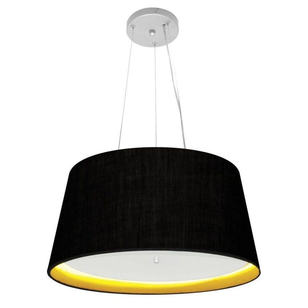Lustre Pendente Cone Vivare Md-4144 Cúpula Em Tecido 25x50x40cm - Bivolt Preto-amarelo 127/220v