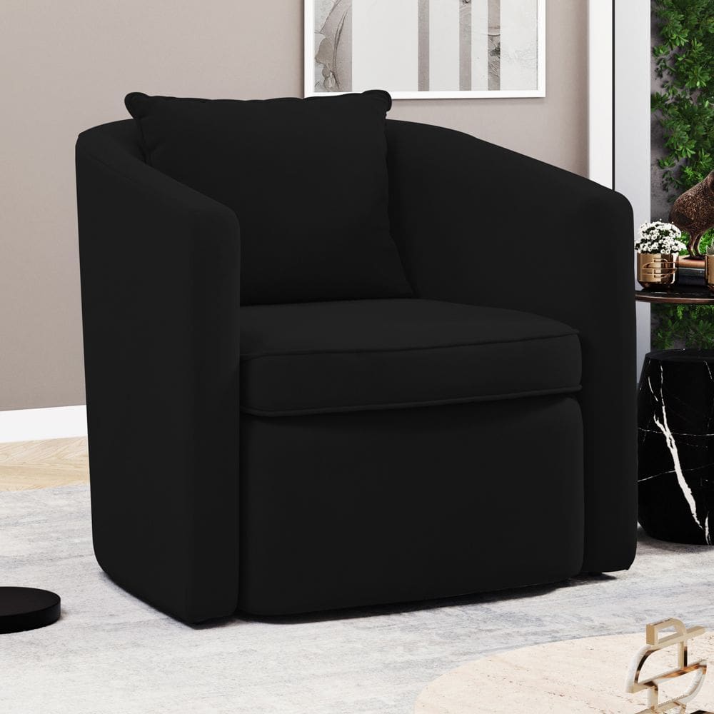 Poltrona Decorativa Sala de Estar Aimê Veludo Preto - Desk Design