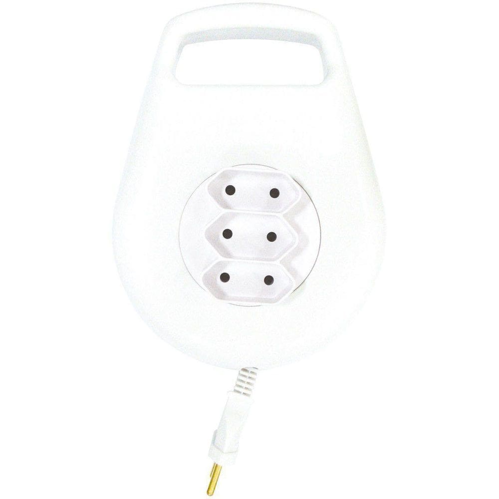 Extensão Tomada 3 Saídas Redonda 5M Branca Ilumi Caixa 10Un