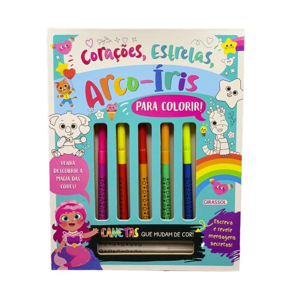 Mania Colorida: Corações, Estrelas e Arco-íris - Para Colorir com Canetas que Mudam de Cor!