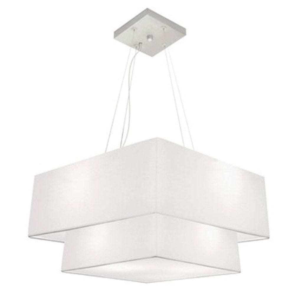 Lustre Pendente Duplo Quadrado Vivare Md-4083 Cúpula Em Tecido 70x50cm - Bivolt Branco 127/220v