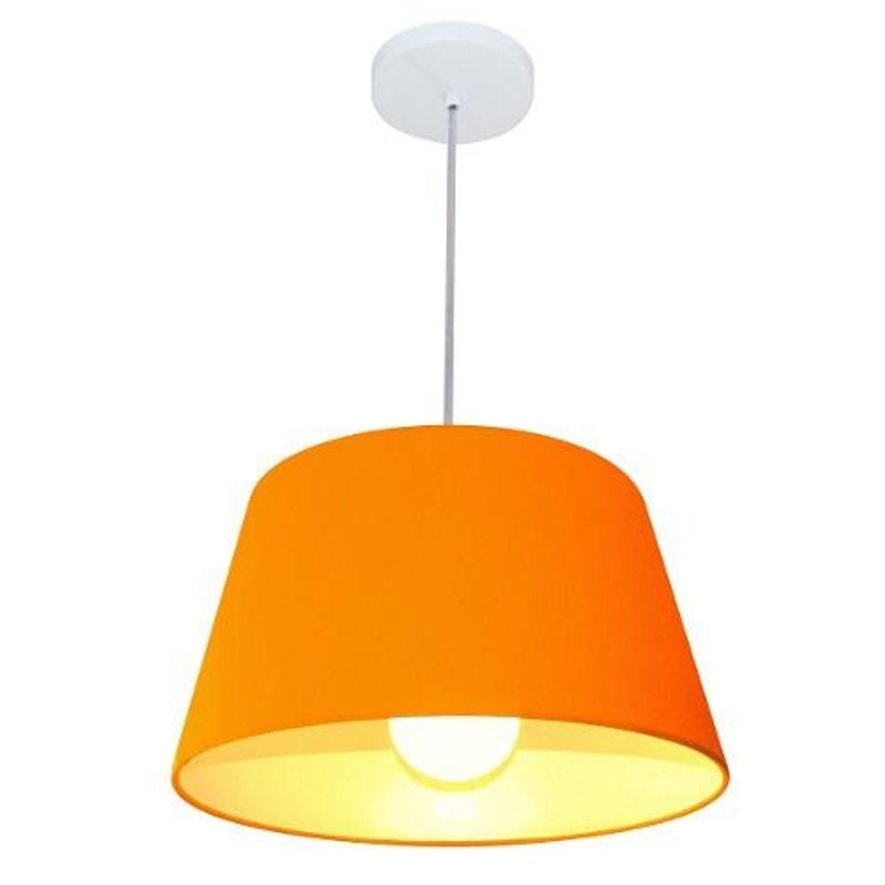 Lustre Pendente Cone Vivare Md-4039 Cúpula Em Tecido 21/40x30cm - Bivolt Laranja 127/220v