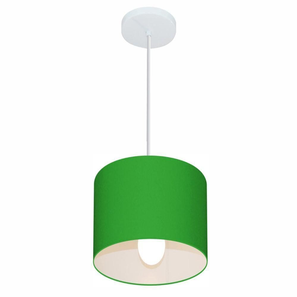 Lustre Pendente Cilíndrico Free Lux Para Mesa De Jantar, Sala, Quarto, Churrasqueira E Balcão. Verde-folha Tam: 18x18cm