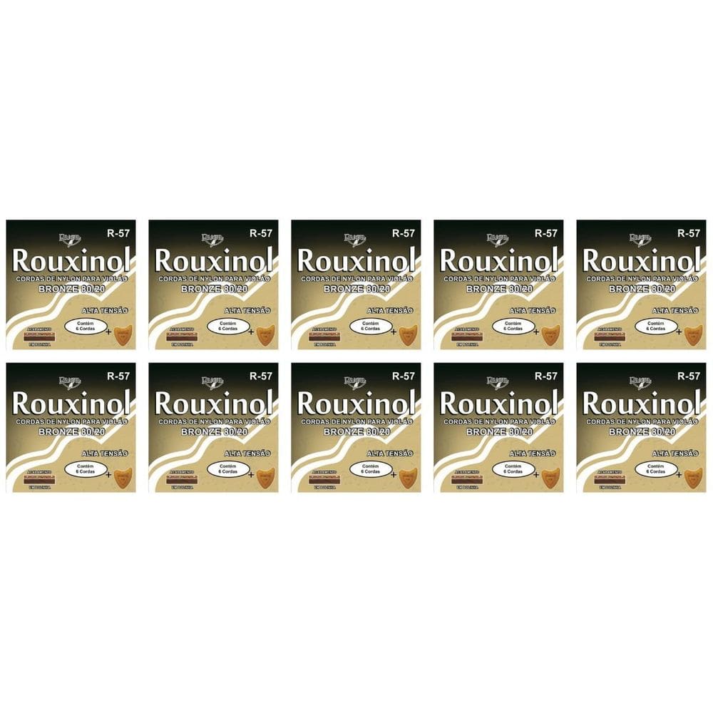 Kit 10 Encordoamento Violão Nylon Rouxinol Tensão Alta R57