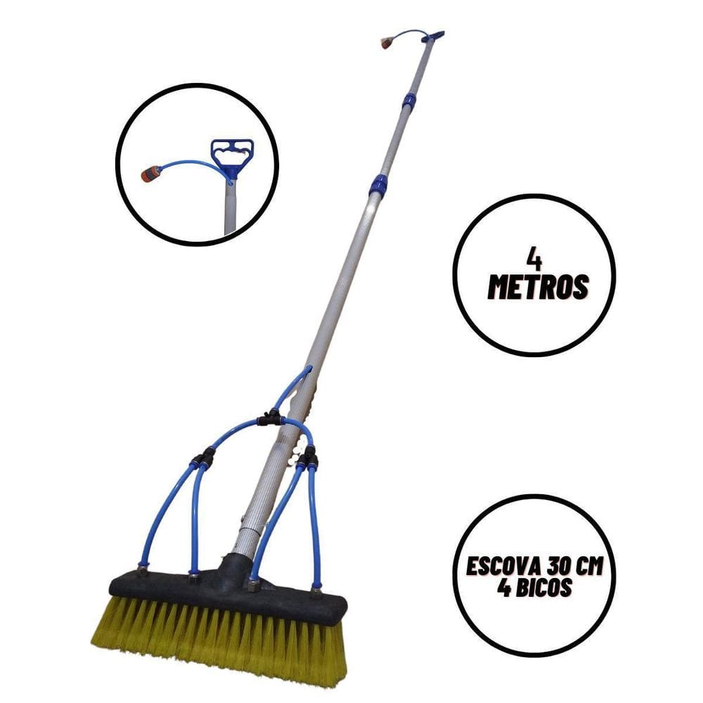 Vassoura Para Limpeza Placa Solar Profissional Cabo 4 Metros