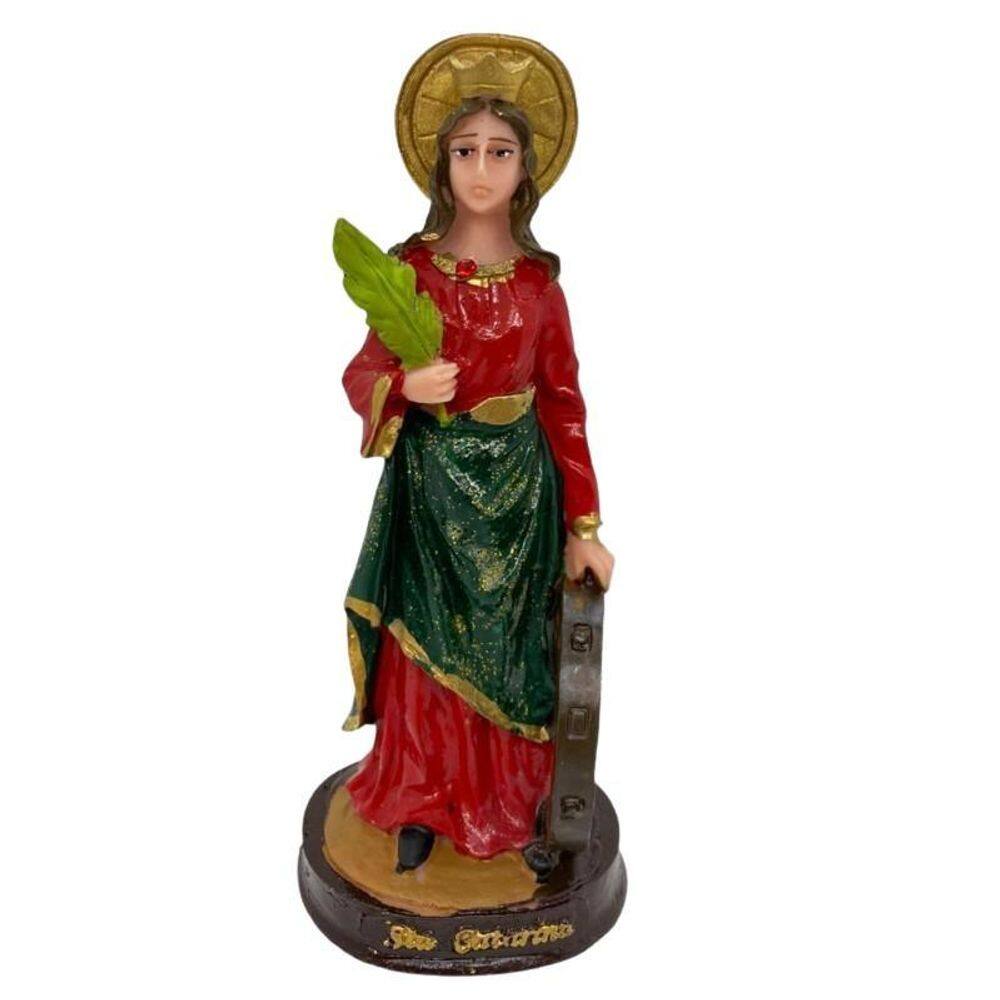 Escultura Santa Catarina em Resina 15 cm - Detalhes Ricos