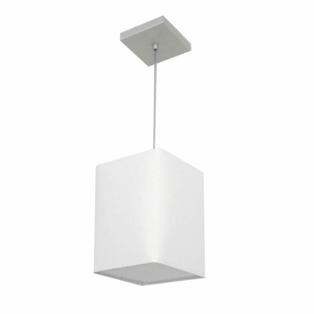 Lustre Pendente Quadrado Vivare Md-4007 Cúpula Em Tecido 25/16x16cm - Bivolt Branco 127/220v