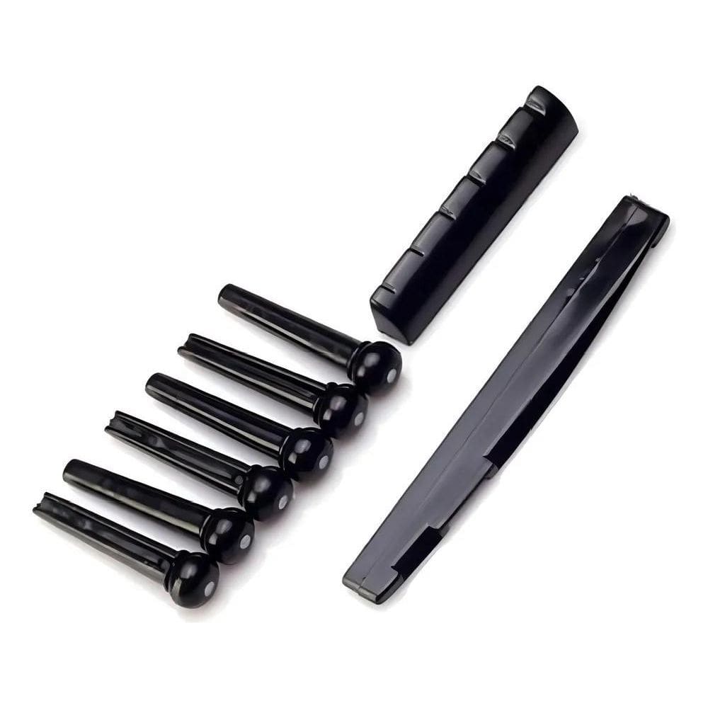 2X Kit 6 Pinos Rastilho Nut Pestana Violão Pino Ponte Corda