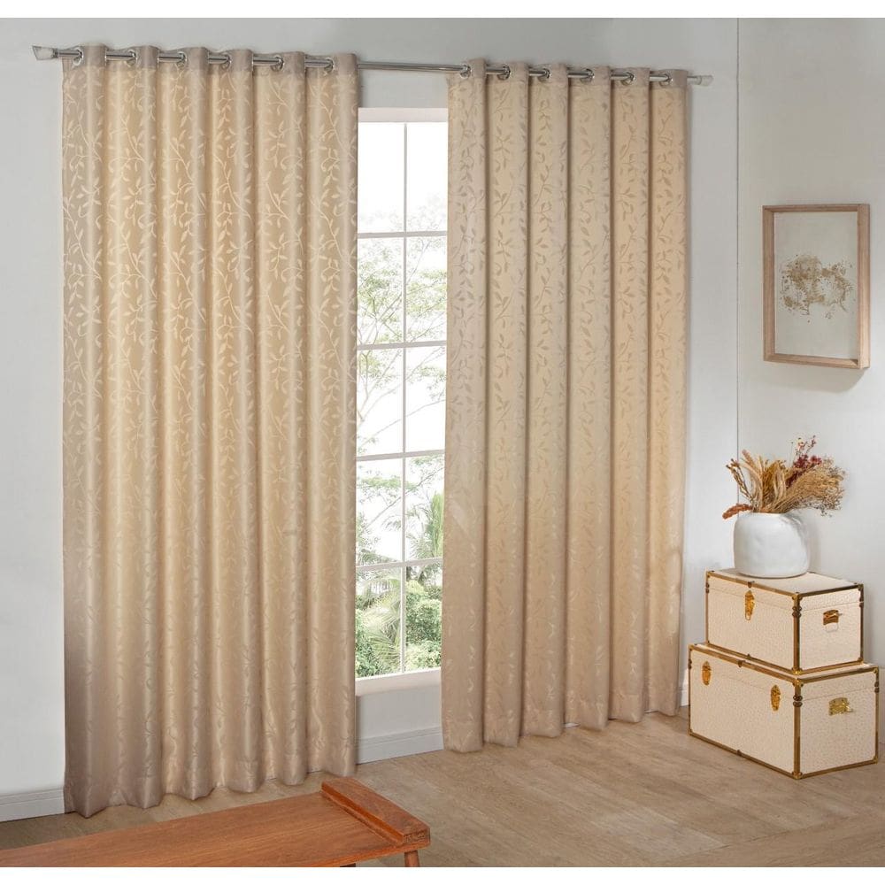 Cortina Sala Quarto Semi Blackout Bege 4,00X2,50 Sultan