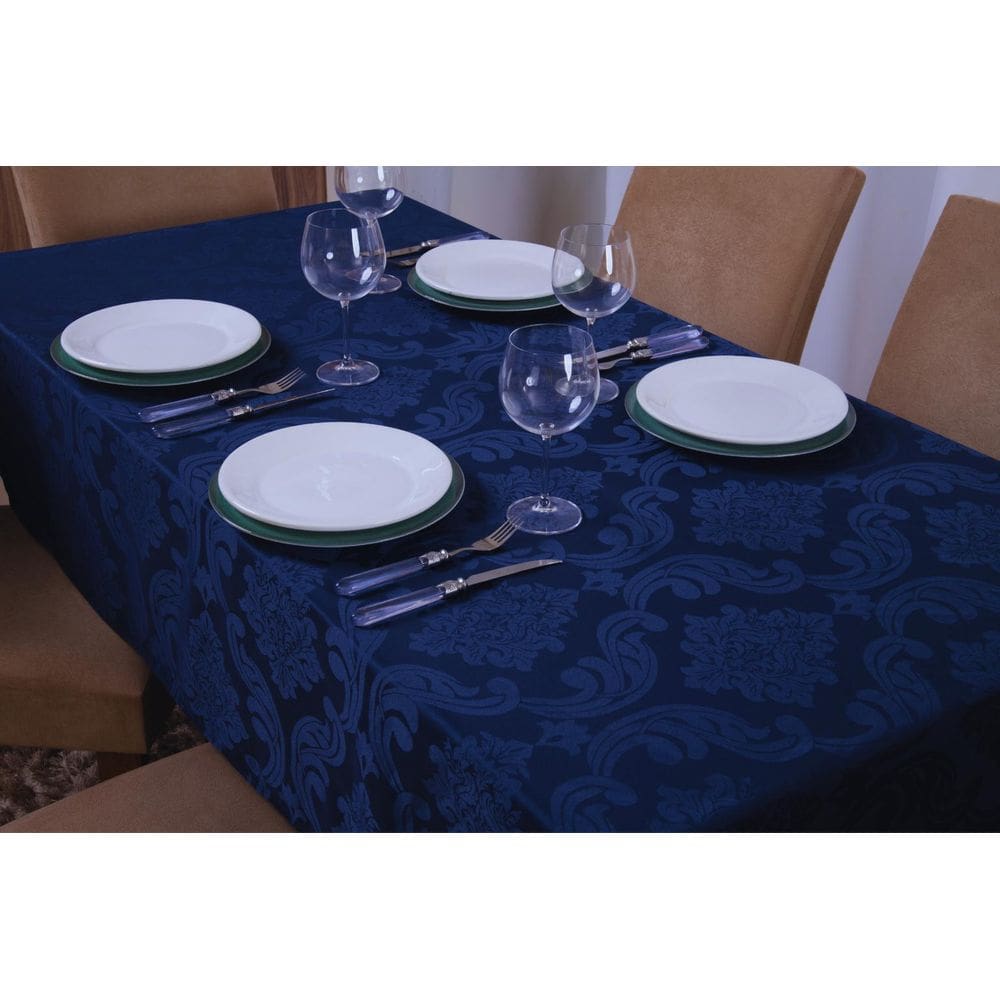Toalha de Mesa Quadrada Jacquard 1,35x1,50 Azul Marinho