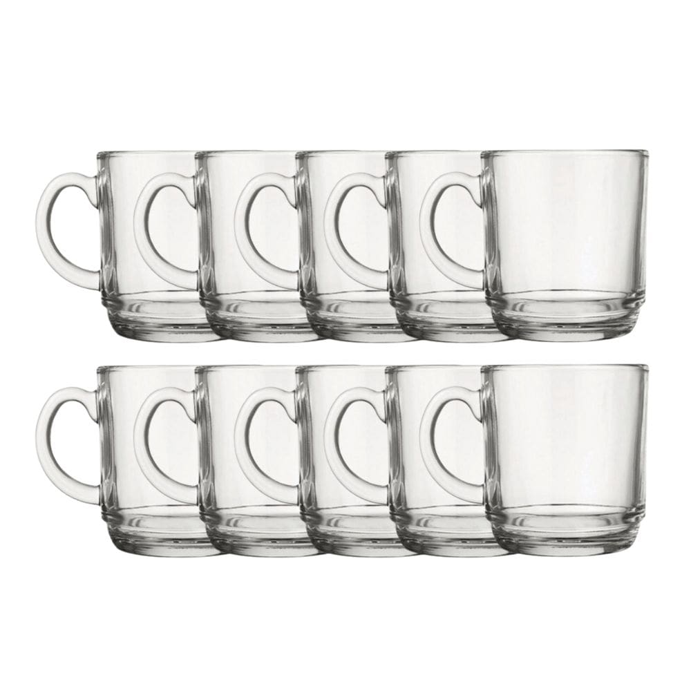Jogo 10 Canecas Transparente Vidro 250ML Café Chá Cappuccino