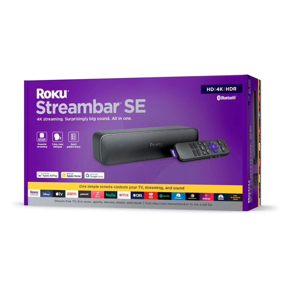 Barra de som Roku Streambar SE 2 em 1 com streaming 4K/HD/HDR