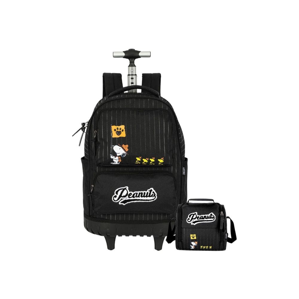 Kit Escolar Snoopy Mochila De Rodas + Lancheira - Preto
