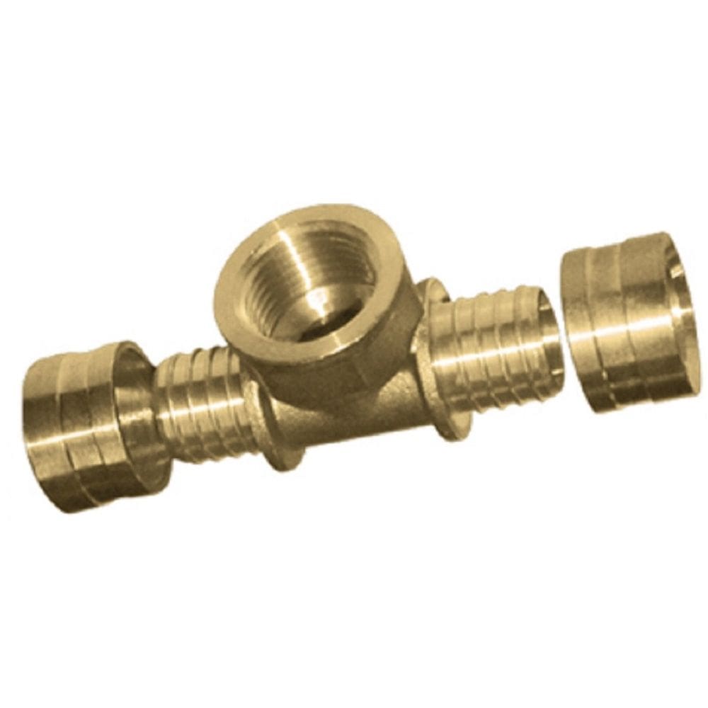 Tê Rosca Central Fêmea PEX Água 16X1/2X16 Kit c/ 2 - Emmeti
