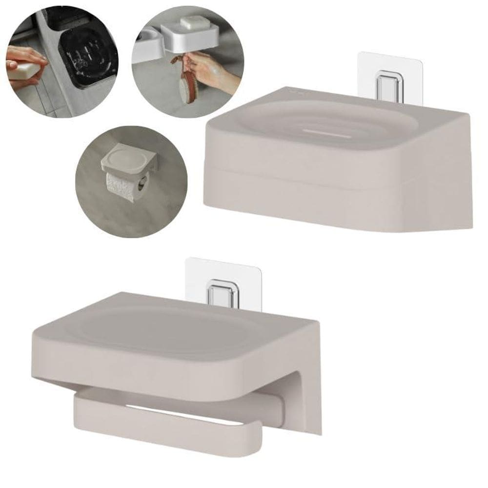 Kit Suporte Porta Papel Higiênico+ Saboneteira Box Banheiro