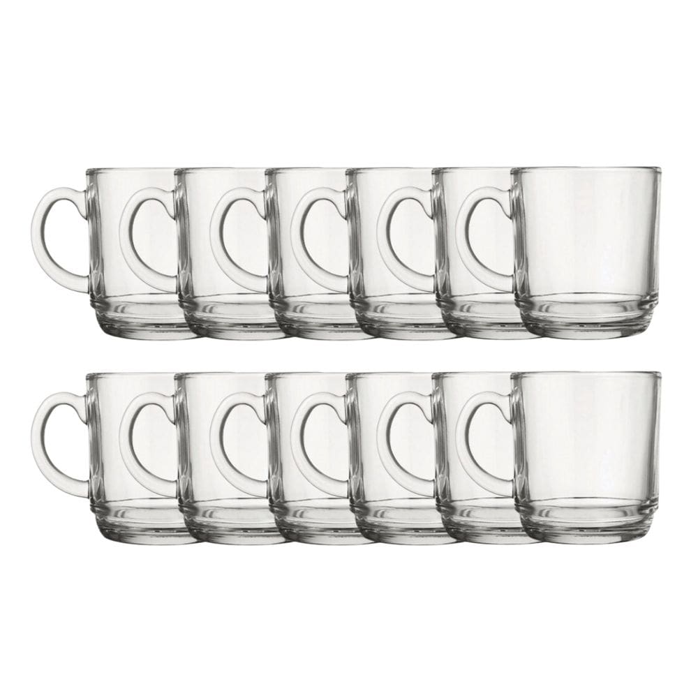 Jogo 12 Canecas Transparente Vidro 250ML Café Chá Cappuccino