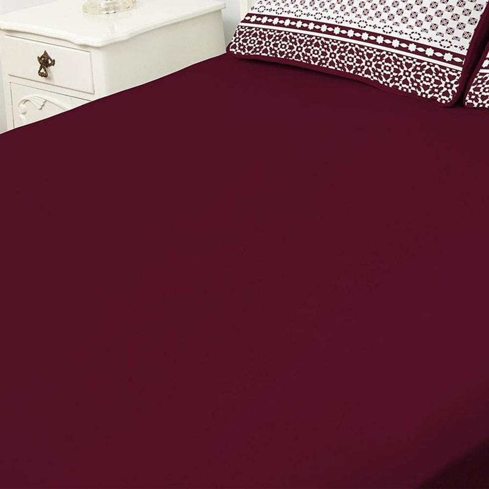 Lençol Avulso Tecebem Solteiro Malha Liso Merlot