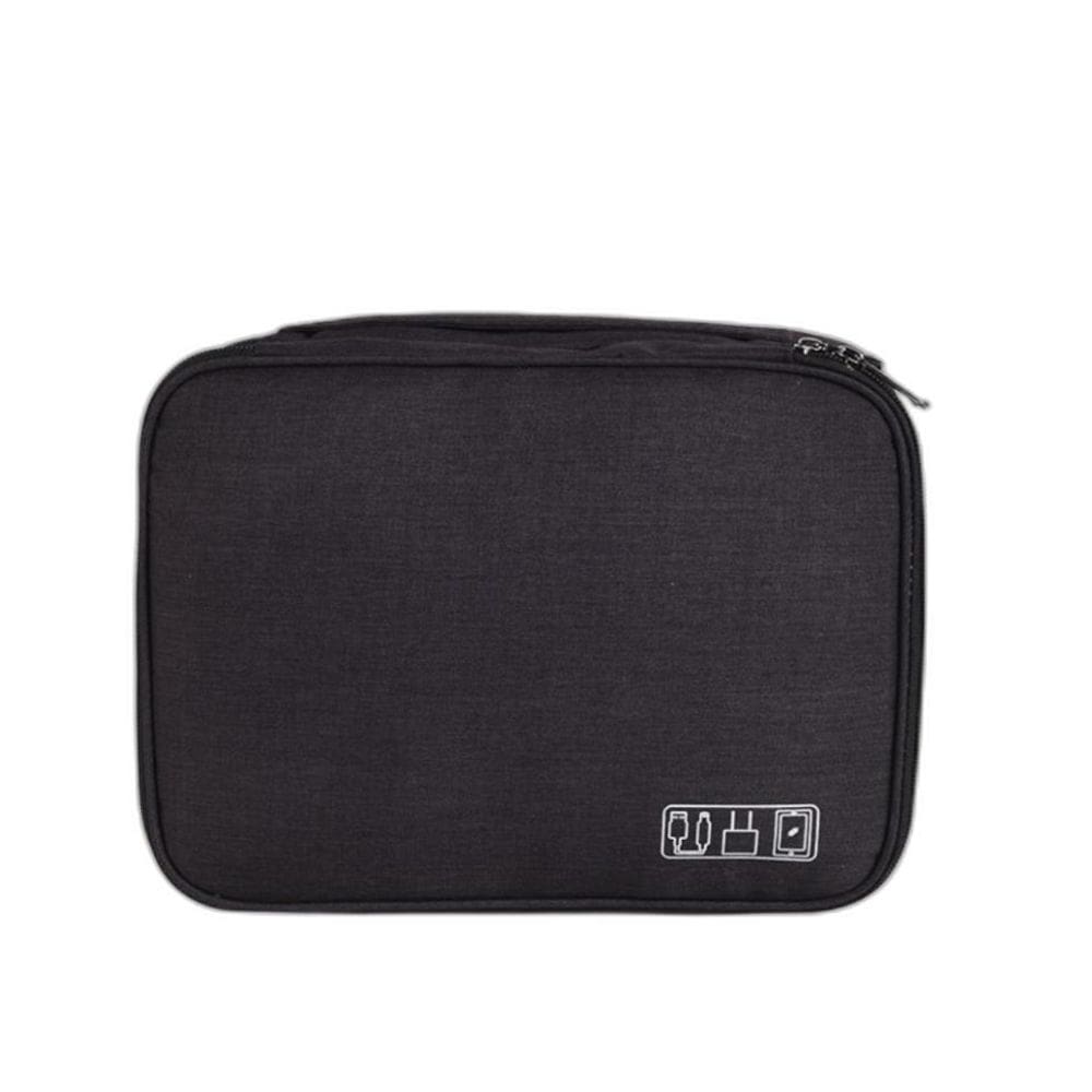 Necessaire Organizador Acessórios Eletrônicos Preto 24cm