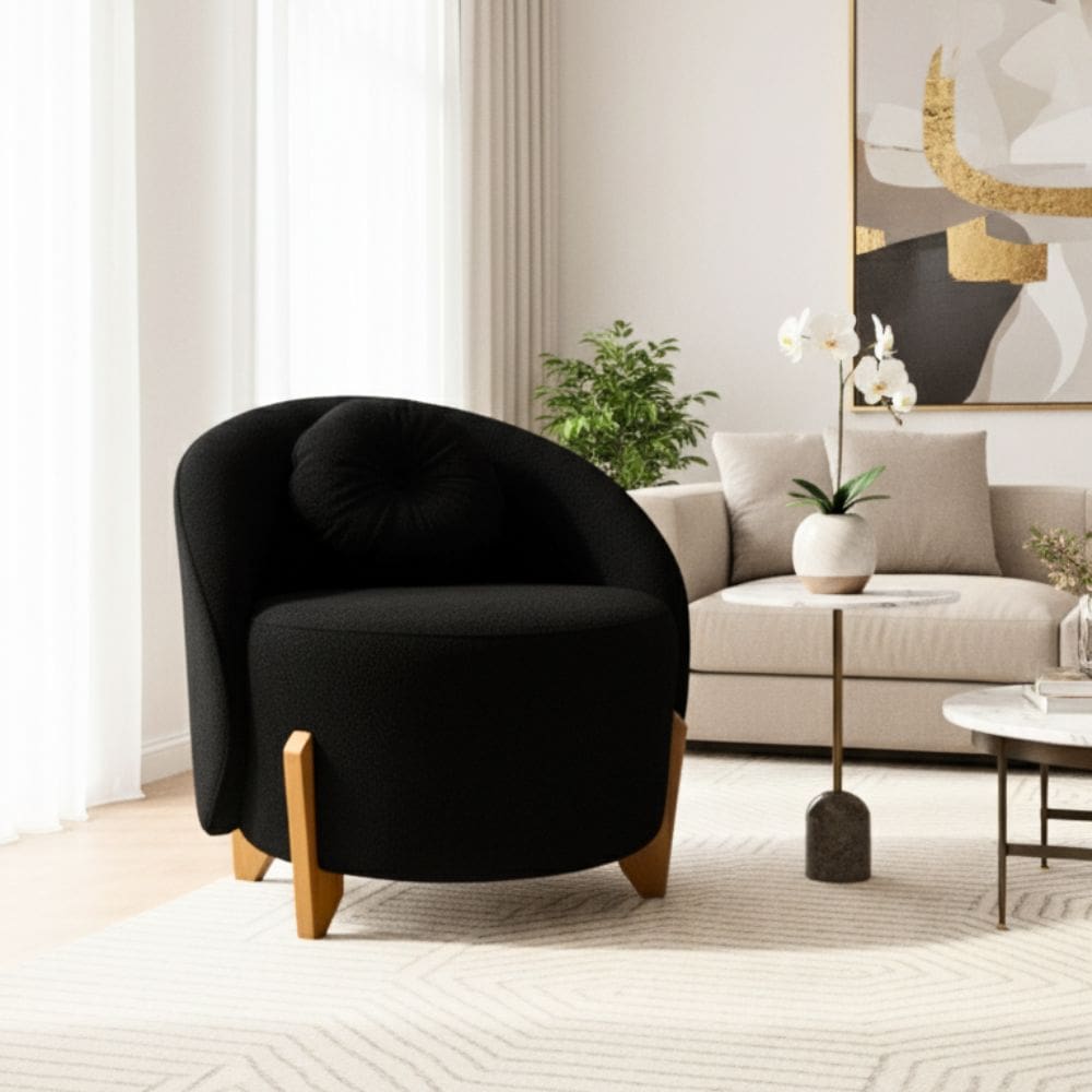 Poltrona Orgânica Curva Amsterdã Boucle Preto - Montanari`s Decor