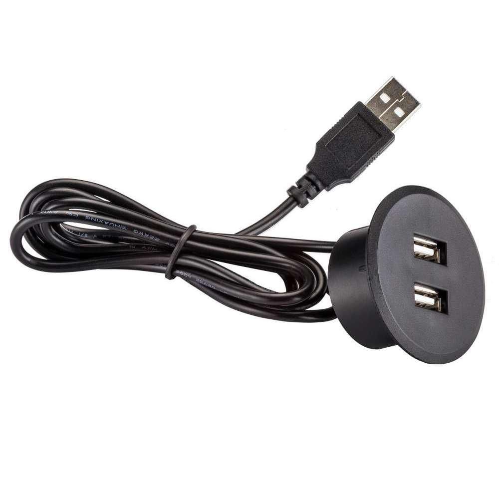 Tomada Usb De Embutir Pop Redondo Preto Renna Com