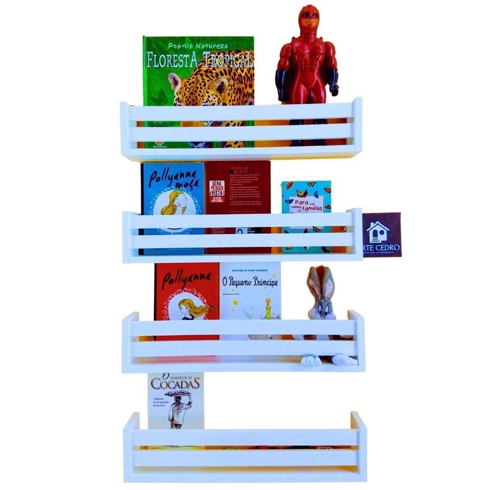 Kit Nicho Parede Criança Livro Infantil Estante Bonecos