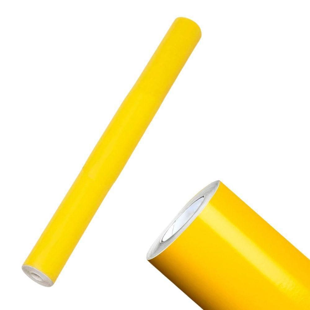 Kit 06 Rolos Papel Adesivo Contact Amarelo 45Cm X 10 Metros